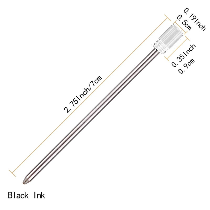 GS GLOWSEEN 2.75in Fine Point Ballpoint Pen Metal Refills for GS Glowseen Lighted-tip Pen/Led Pen Light-Black Ink -Pack of 12 - Image 2